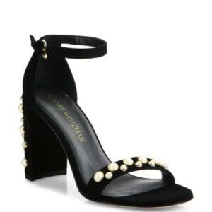 Stuart Weitzman Black Embellished Women's Sandals EU 41